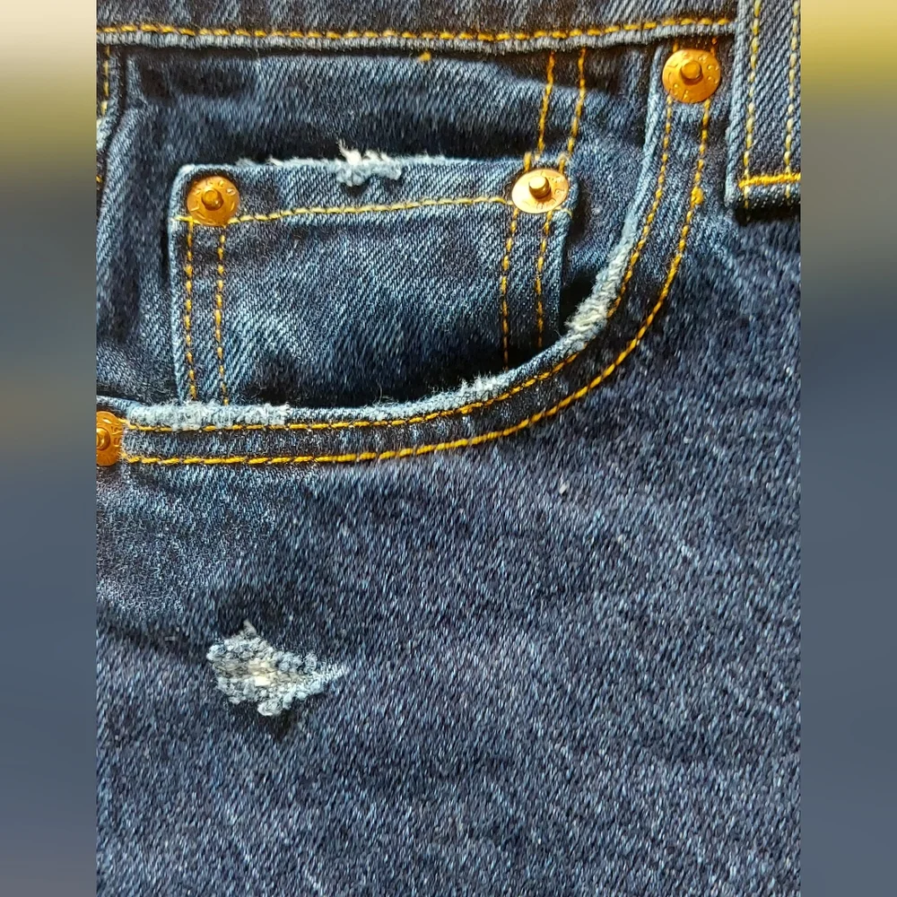 Levis Premium 501s High Rise Straight Leg Dark Wash Jeans 25x28